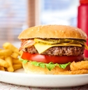 hamburger with french fries on a plate