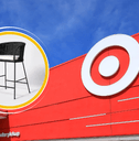 Collage of Target storefront and high chair product