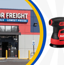 Collage of Harbor Freight store front and tool