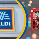 Aldi storefront with holiday bows