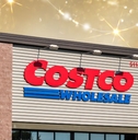 costco storefront with golden background