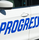 Progressive logo on SUV