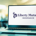 Laptop computer displaying logo of Liberty Mutual