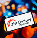 21st Century Insurance logo on a smartphone