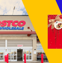 Costco storefront and box of Kirkland chocolate collage