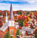 Montpelier, Vermont, USA town skyline in autumn