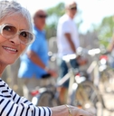 67-year-old woman on bike