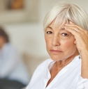 A frustrated older woman