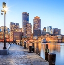 Boston harbor and financial district, Massachusetts