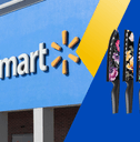 Collage of Walmart storefront and floral knife set