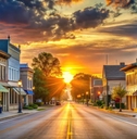 Quaint Main Street at Sunset
