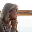 Pensive looking mature woman