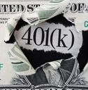 Ripped dollar bill showing 401(k) 