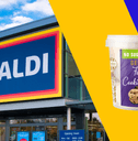 Aldi storefront and gelato product collage
