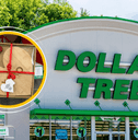 Dollar Tree storefront and heart charcuterie board product collage