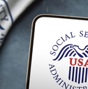 Social Security Administration logo on phone screen