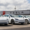 Tesla dealership with cars for sale