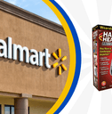 Collage of Walmart storefront and a handy heater product
