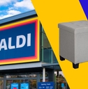 Aldi storefront with storage ottoman