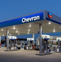 A Chevron gas station at night