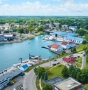 Aerial Fly Through of Kenosha Marina and Lighthouse