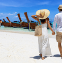 Tourist couple on beach in Thailand