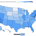 map showing percentage of adult children living with parents by state