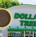 Dollar Tree storefront and beaded wood tray