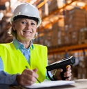 Older woman working in warehouse