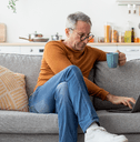 Older man checking statement online