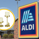 Aldi collage with storefront logo and product