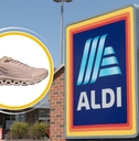 Aldi store sign with sneakers