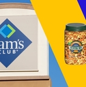 Sam's Club store sign with can of mixed nuts