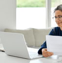 Woman checking online banking