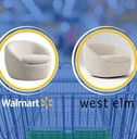 Side by side view of swivel chairs from Walmart and West Elm