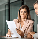 Woman banking with advisor