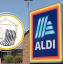 Aldi storefront and hanging hammock chair