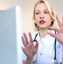 Physician explaining medication online