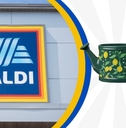Aldi store sign with watering can