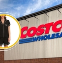 Costco storefront and Karl Lagerfeld pajama set