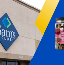 Collage of Sam's Club storefront and a food product