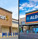 Walmart and Aldi storefronts
