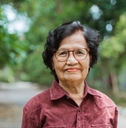 Close up portrait of senior woman in the park
