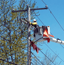 Worker on power line