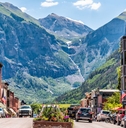 Telluride, Colorado main street mountain view