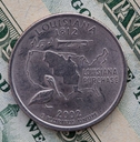 Louisiana state quarter on U.S. dollar bills