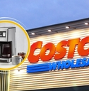 Costco store sign with coffee maker