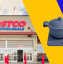Collage of Costco's store and an electric pot