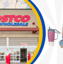 Collage of Costco storefront and a blender product from Ninja