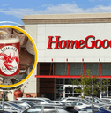 HomeGoods collage with storefront and a candle product